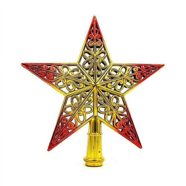 Adorno para Árbol de Navidad Brillar con Forma de Estrella Dorado y Rojo 1 Pieza