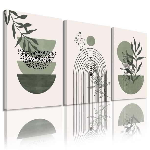 Juego de 3 pósteres e impresiones de pared YongArt, color verde salvia, 30 x 40 cm