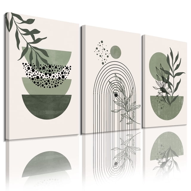 Juego de 3 pósteres e impresiones de pared YongArt, color verde salvia, 30 x 40 cm