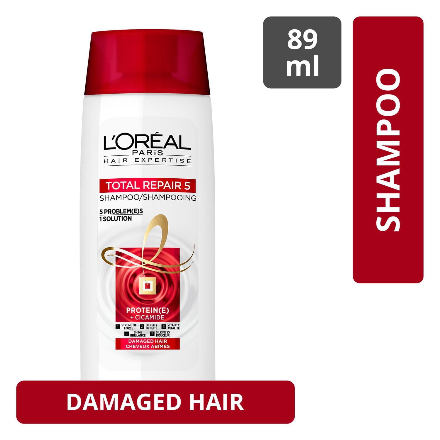 L'Oreal Paris Hair Expertise Total Repair 5 Shampoo, Damaged Hair, 89ml