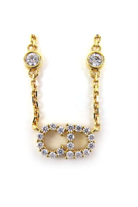 Pre-Owned Christian Dior DIOR N3522WOMZI Clair D Lune Rhinestone Faux Pearl Necklace, 43cm in...