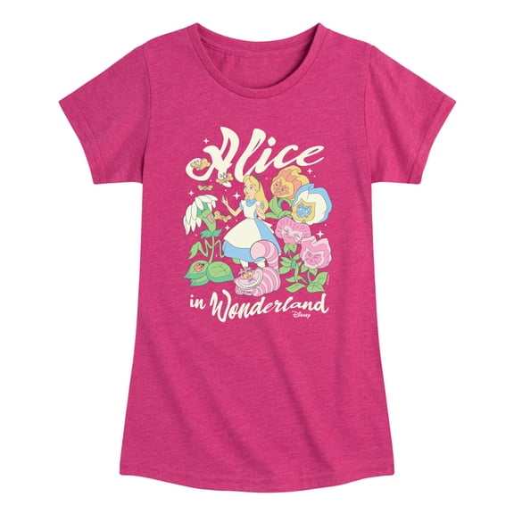 Alice in Wonderland - Alice and Flowers - Youth Girls Fitted Short Sleeve T-Shirt