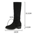 thumbnail image 5 of Lovskoo 2024 Women's Cowboy Boots Horse Riding Middle Mid Calf Boots Fall/Winter Thick Heel Slim Knight Boots Knee Length Slim Boots Black, 5 of 8