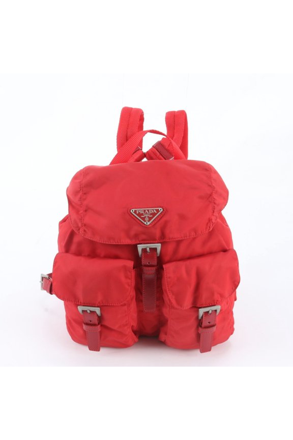 Pre-Owned Prada Tessuto Nylon Triangle Logo Leather Backpack Shoulder Bag for Women