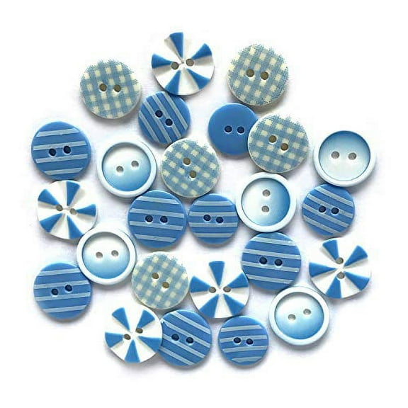 Buttons Galore Printed Craft & Sewing Buttons - Blues Medley - Set of 3 Packs Total 60 Buttons