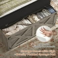 thumbnail image 6 of Twin Size Bed Frame with High Headboard, Farmhouse Platform Bed with LED Lights and Charging Station,Twin Bed Frame with Storage Ottoman, No Box Spring Needed, Rustic Oak, 6 of 8