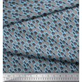 thumbnail image 3 of Soimoi Blue Japan Crepe Satin Fabric Gray Brush Stroke Decor Fabric Printed Yard 42 Inch Wide, 3 of 3