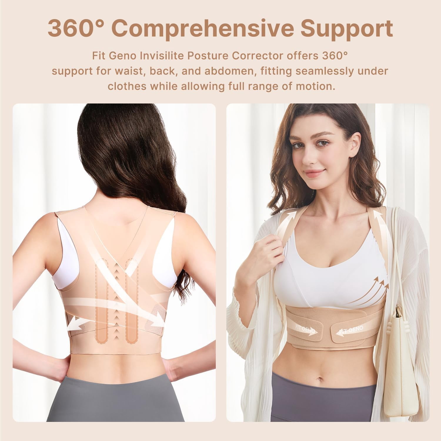 MUSICOZY Upgraded Invisible Back Brace Posture Corrector for Women, Invisible and Lightweight Back Support for Neck, Shoulder, and Upper Back Pain Relief – Improves Posture, Corrects Hunchback, Small