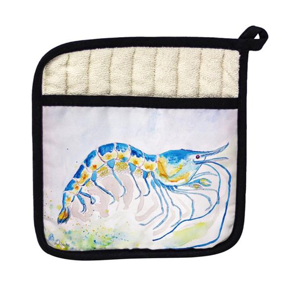 Betsy Drake PT753 Blue Shrimp Pot Holder