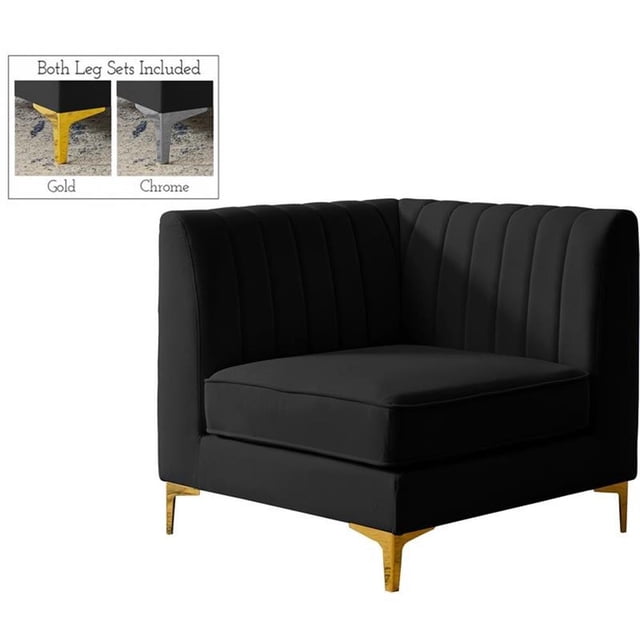 Meridian Furniture Alina Black Velvet Corner Chair