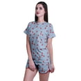 thumbnail image 2 of Moomaya Womens Printed Tee and Shorts Pajama Set PJs,Short Sleeve Sleepwear Nightwear S-XXL, 2 of 7