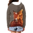 thumbnail image 6 of Xoenoiee Boys Girls Y2K Zip Up Hoodie Sweatshirt Horse Brown Pattern Kids Jackets Coat Long Sleeve Hooded Shirt Loose Comfy Streetwear, 14-16 Years, 6 of 7
