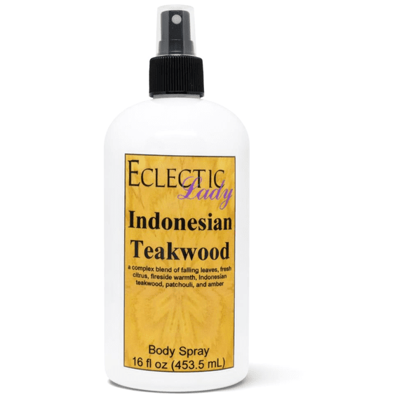 Indonesian Teakwood Body Spray, Eclectic Lady, Hydrating Mist, Unisex, 16 oz