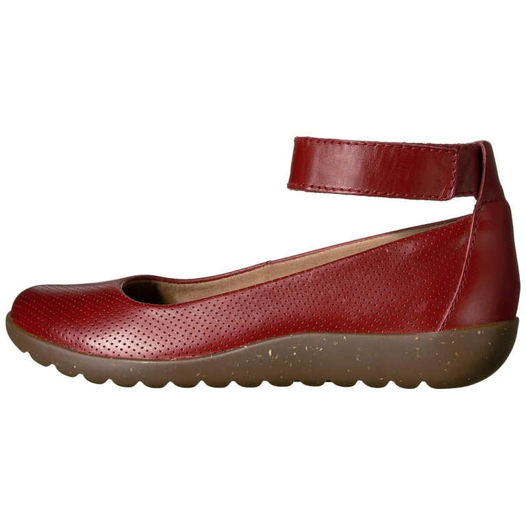 Clarks 26124886 Womens Medora Nina Red Leather Flats 9 B M US Women Walmart