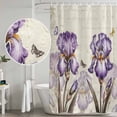 thumbnail image 4 of Purple Iris Shower Curtain Set - 48" x 72" Washable Bathtub Curtain with 12 Hooks, Spring Vintage Butterfly Leaves Flowers Beige Waterproof Fabric Stall Shower Curtains for Bathroom/Bathtub Décor, 4 of 6