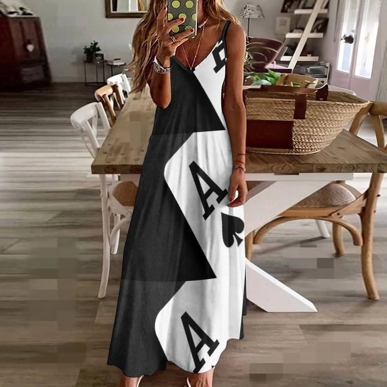 Ace of Spades Monochrome Playing Card Sleeveless Dress womans clothing  loose women's dress dress for woman - Walmart.com