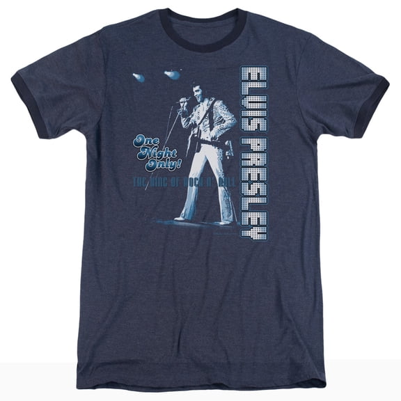 Elvis Presley One Night Only Heather Ringer T-Shirt Navy