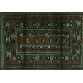 thumbnail image 1 of Ahgly Company Machine Washable Indoor Rectangle Persian Turquoise Blue Traditional Area Rugs, 7' x 9', 1 of 4