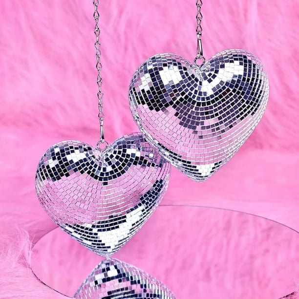 Bolas de Espejos de Escenario En Forma de Corazón, Decoración Colgante para Fiestas, Bodas, Jardín, Regalos Reflectantes Hechos a Mano de 4 Pulgadas