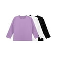 thumbnail image 4 of Grblisyd 3 Pack Girls Long Sleeve Shirts Fall Trendy Girls Tops Size 10-12 Shirt Cute Kids Crew Neck Tshirts Plain Teen Girls Clothes ,Light Purple-White-Black 9-10Y, 4 of 6