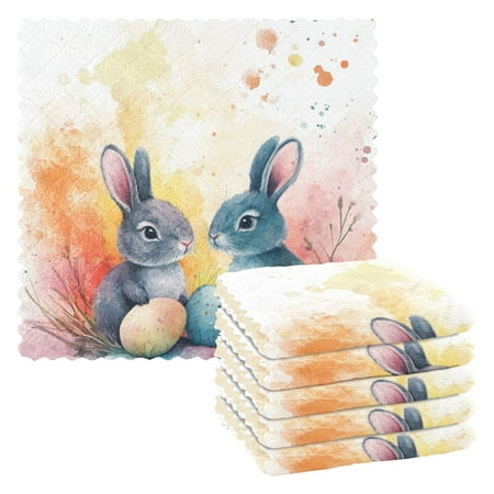 

Easter Eggs Bunnies Leaves Kitchen Towels 6 Pcs Dish Towels Absorbent Soft Quick Dry Towel Dish Rags for Washing Dishes