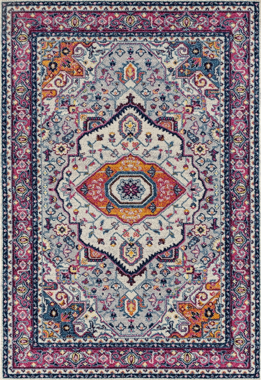 United Weavers Caledonia Sia Farmhouse Medallion Area Rug, Magenta, 9'10" X 13'2"