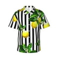 thumbnail image 2 of Xecao Lemons on Striped print Hawaiian shirt - a stylish short-sleeve button-down for men, perfect for casual beach and tropical outings., 2 of 9