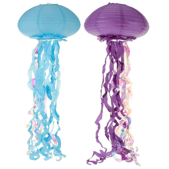 FRCOLOR 2pcs Jellyfish Lanterns Ocean Theme Party Decorations Paper Jellyfish Lantern Decor Hanging Decor