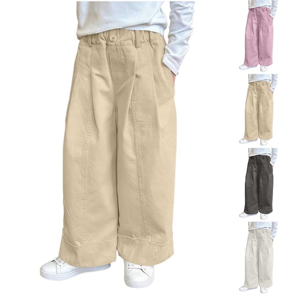 Antinious Toddler Boys Girls Stylish Solid Elastic Waist Pocket Casual Full Length Pants 12-13Y