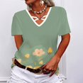 thumbnail image 3 of Gibobby Playera de Manga Corta con Cuello Redondo Camiseta manga corta estampada para mujer verano Top suelto informal(A,G), 3 of 4