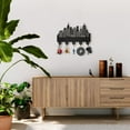 thumbnail image 2 of Wood City Skyscraper Coat Rack Wall Mount 11.8×7.9inch Modern City Building Key Holder for Wall 5 Alloy Hooks Wall Art Decor Black Hook Rack for Office Entryway Living Room Gift, 2 of 9