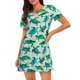 thumbnail image 1 of Fotbe Green Sea Turtle Bata de Dormir para Mujer con Estampado, Camisón de Algodón de Manga Corta, Ropa de Dormir Casual, 1 of 6