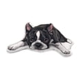 thumbnail image 1 of WIRESTER 9.84 inches Faux Linen Fabric & PP Cotton Filler Animal Shaped Pillow Cushion, Boston Terrier Dog Lying Down Looking Up, 1 of 6