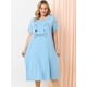 thumbnail image 2 of Women's Plus Size Nightgown Cat Print with Pocket Sleep Dress Sleepwear Light Blue 2X, 2 of 6