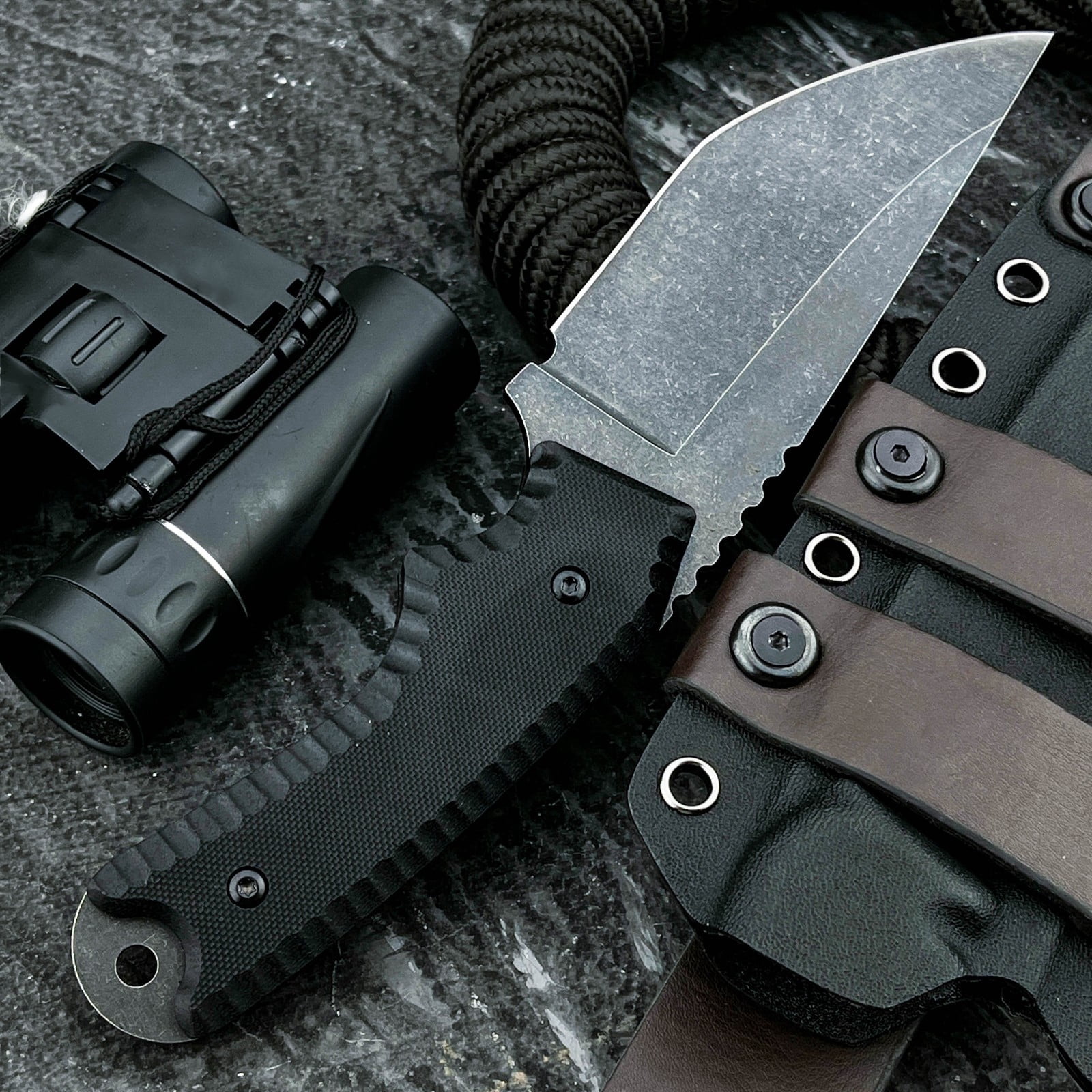 Fixed Blade Outdoor Utility Knife with Sheath, 7Cr13MoV Stainless Steel Full Tang, Black G10 Handle - Multipurpose Tool for Camping, Hiking, and Processing Fish