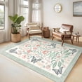 thumbnail image 3 of Garvee 9'x12' Floral Area Rug Geometric Bordered Carpet, Butterfly Printed Rug Washable Non Slip Rug for Living Room Bedroom Farmhouse, Green, 3 of 8