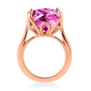 Gem Stone King 14.60 Ct Pink Created Sapphire Pink Lab Grown Diamond 18K Rose Gold Plated Silver Ring (Size 6)