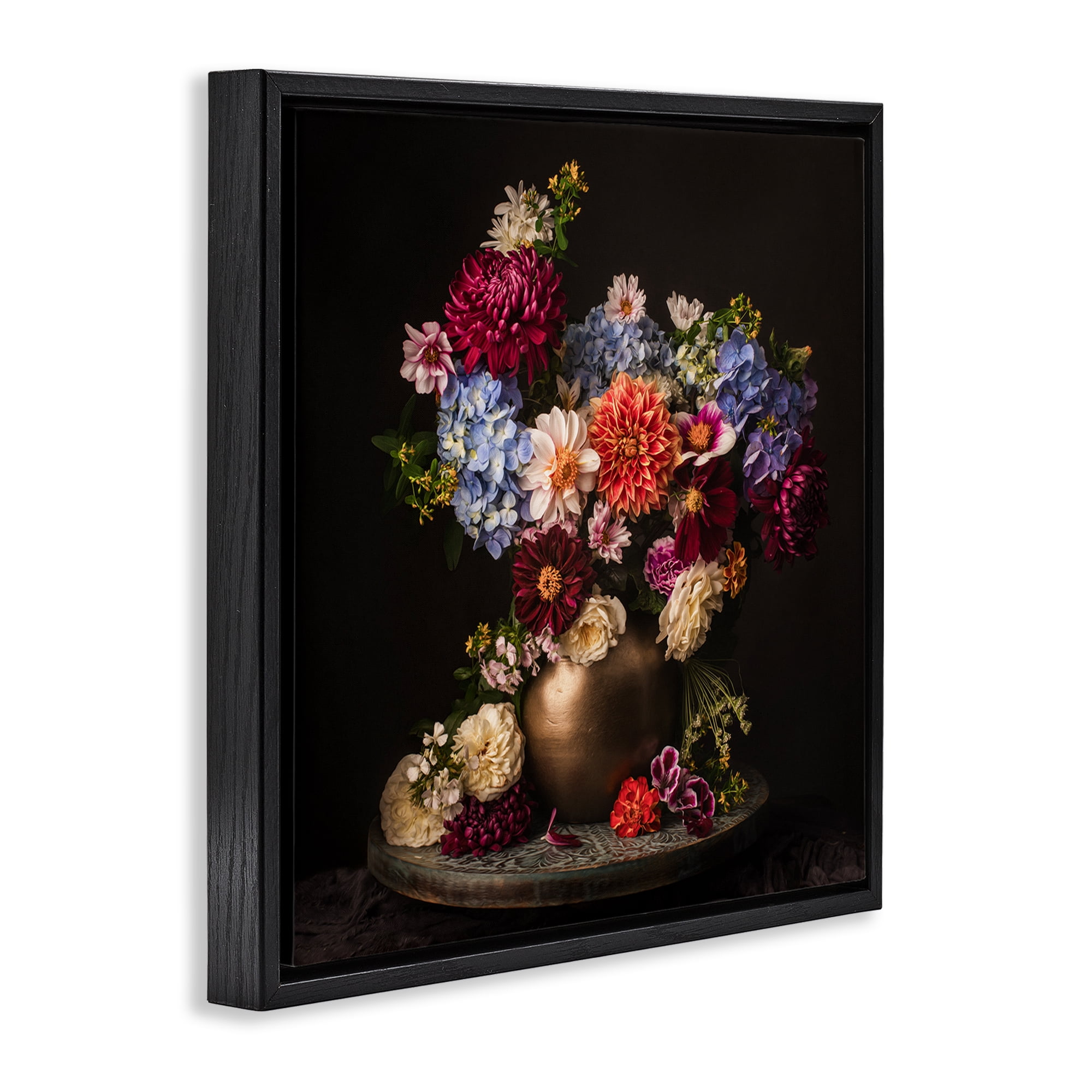 Stupell Industries Assorted Flowers Arrangement Plants & Flowers Photography Black Floater Framed Canvas Art Print Wall Art, 25 x 25