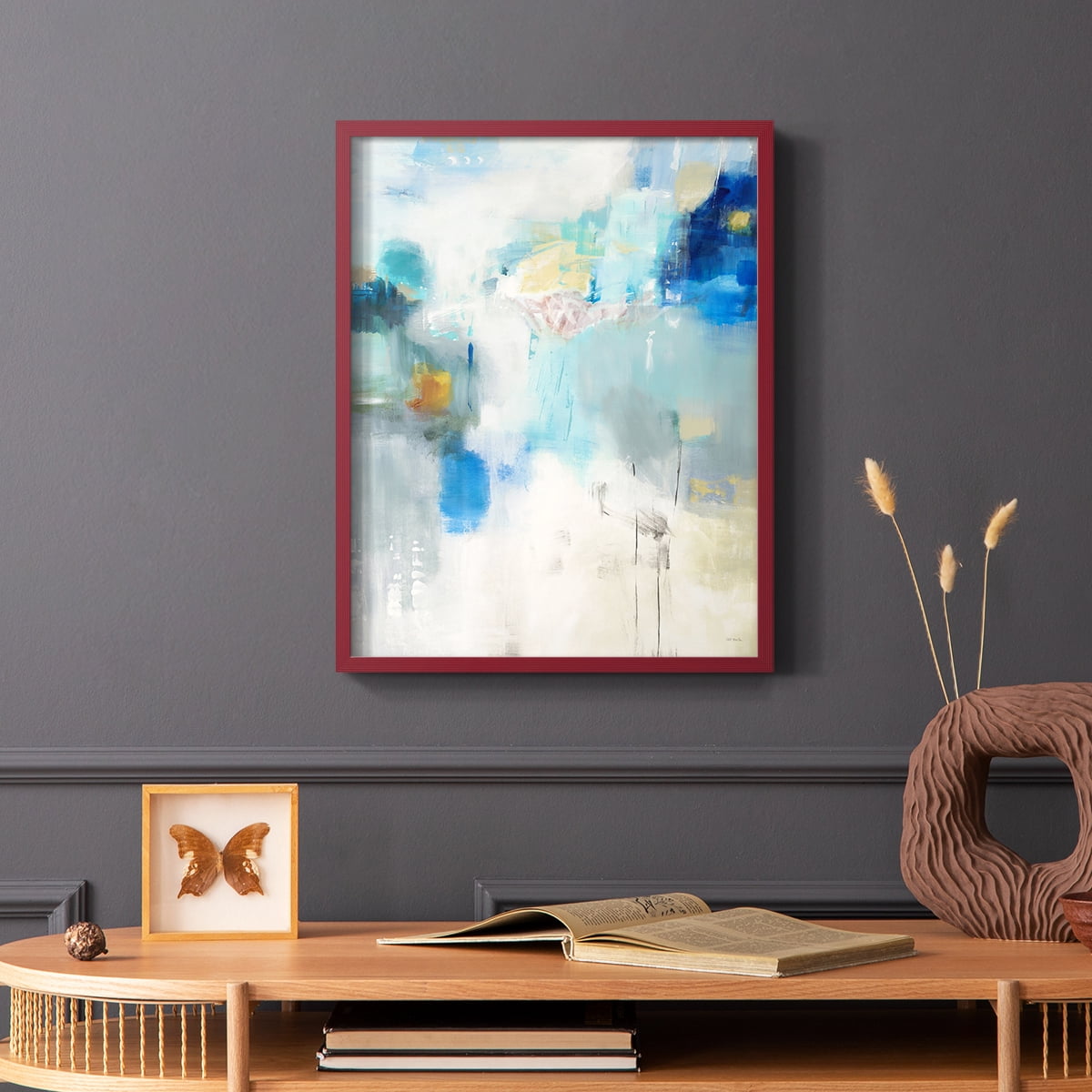 Celeste Motion I Framed Print in Red Solid Wood Framed Print No Nail Hanging
