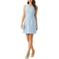 thumbnail image 2 of INSPIRE CHIC Vestido de Tweed para Mujeres con Escote en Llave, Vestidos de Trabajo Sin Mangas, Azul Claro L, 2 of 6