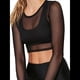 thumbnail image 2 of Tops de de Larga para Mujer, Camisetas Transparentes, Blusa de Encaje para Fiestas y Clubes Nocturnos Negro Corto S, 2 of 10