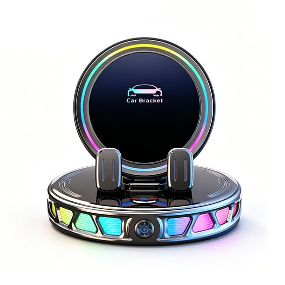 Elnone Wireless Charging Car Phone Mount, Dashboard & Windshield, 360 Rotatable Holder, Rgb Light