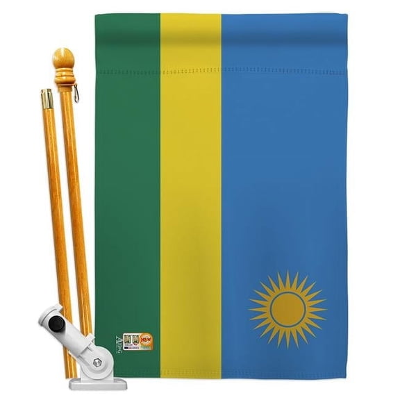 Americana Home & Garden AA-CY-HS-140196-IP-BO-D-US18-AG 28 x 40 in. Rwanda Flags of the World Nationality Impressions Decorative Vertical Double Sided House Flag Set & Pole Bracket Hardware Flag Set