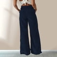 thumbnail image 6 of ibiyuan Corduroy Pants Women Wide Leg Corduroy Pants for Women Casual Work Pants Straight Leg Elastic Waist Solid Color Harem Pants with Pockets,Blue, 6 of 6