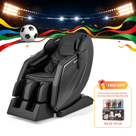 Costway Enjoyment37 4D Massage Chair, Full Body SL Track Zero Gravity Massage Recliner with Waist Heating, Airbag Massage, Black