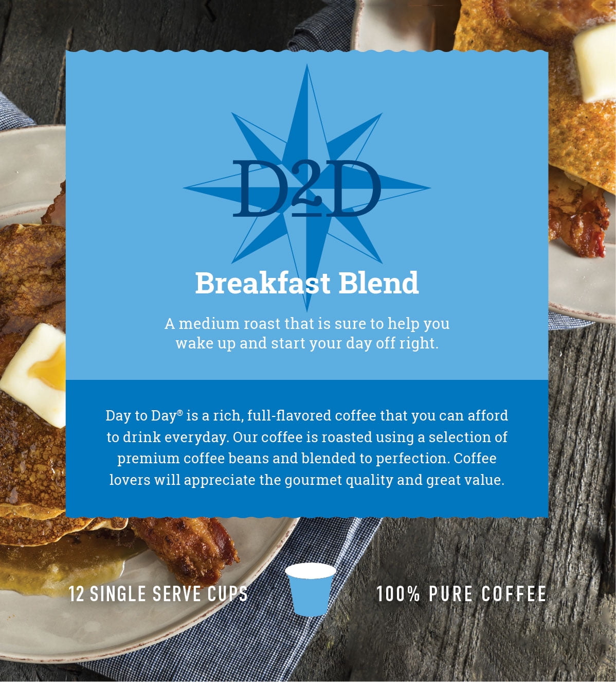 Day To Day Breakfast Blend Single Serve Coffee Cups, Fits Keurig K Cup Brewers, 60 Coffee Pods