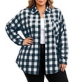 thumbnail image 4 of Horkkom Cotton Button Down Shirts for Women Loose Long Sleeve Plaid Print Flannel Shirts Casual Fall Lapel Tops with Pockets L, 4 of 4