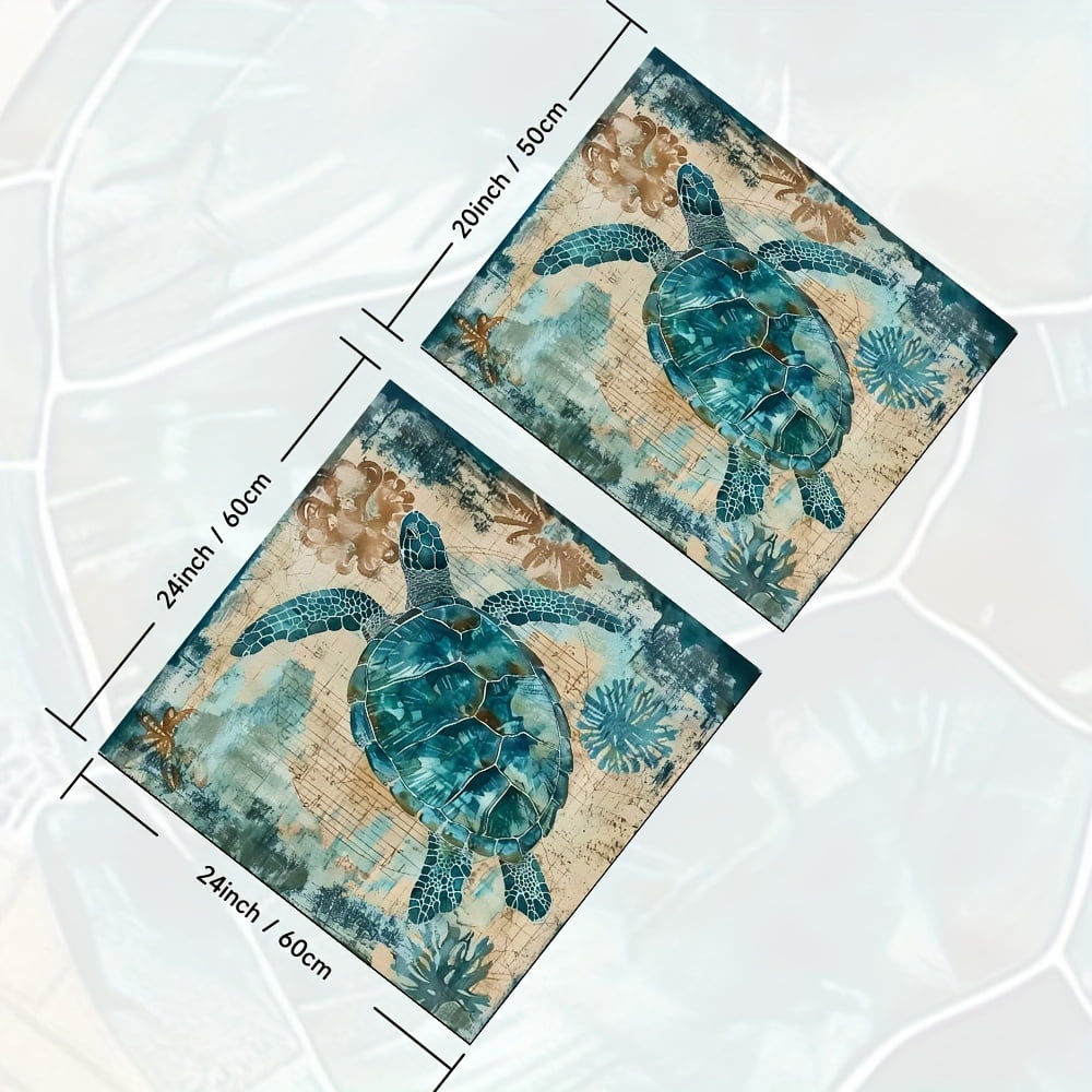 1pc, Dish Drying Pad, Marine Theme Sea Turtle Pattern Washing Machine Dust Cover Mat, Countertop Absorbent Pad, Washstand Drain Mat, Washstand Cup Mat, Kitchen Accessories, Bathroom Accessories