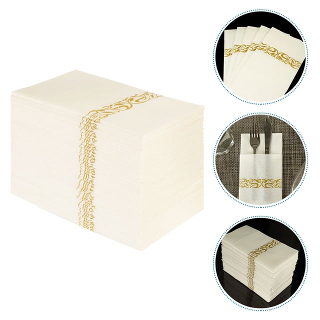 KONTONTY 50Pcs Silverware Napkin Wraps in Simple Style for Banquet and Wedding Use
