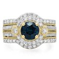 thumbnail image 3 of Dazzlingrock Collection 1.90 Carat (ctw) 14K Round White & Blue Diamond Bridal Halo Engagement Ring, Yellow Gold, Size 6, 3 of 4